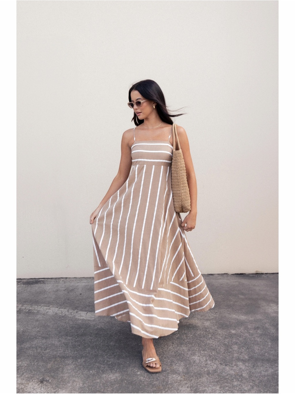 Petal And Pup Brea Maxi Dress - Tan Stripe Womens XL
